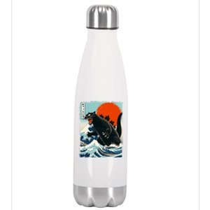 Catzilla Cat Japanese Art Cat Gift Stainless Steel Insulated Water Bottle