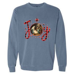 Christian Christmas Joy Jesus Nativity Scene Faith Family Garment-Dyed Sweatshirt