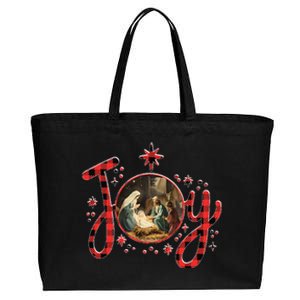 Christian Christmas Joy Jesus Nativity Scene Faith Family Cotton Canvas Jumbo Tote