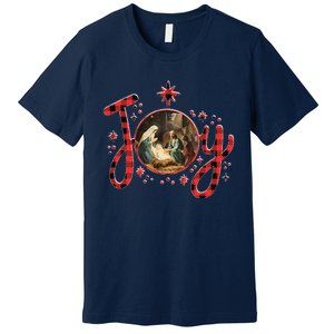 Christian Christmas Joy Jesus Nativity Scene Faith Family Premium T-Shirt