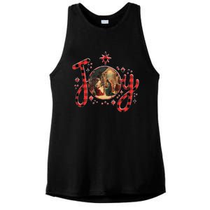 Christian Christmas Joy Jesus Nativity Scene Faith Family Ladies PosiCharge Tri-Blend Wicking Tank