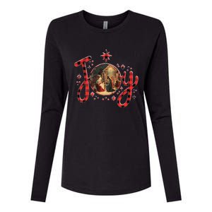 Christian Christmas Joy Jesus Nativity Scene Faith Family Womens Cotton Relaxed Long Sleeve T-Shirt