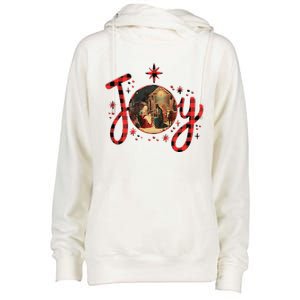 Christian Christmas Joy Jesus Nativity Scene Faith Family Womens Funnel Neck Pullover Hood