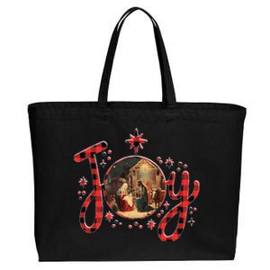 Christian Christmas Joy Jesus Nativity Scene Faith Family Cotton Canvas Jumbo Tote