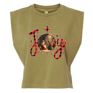 Christian Christmas Joy Jesus Nativity Scene Faith Family Garment-Dyed Women's Muscle Tee