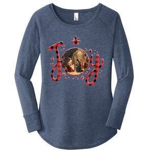 Christian Christmas Joy Jesus Nativity Scene Faith Family Women's Perfect Tri Tunic Long Sleeve Shirt