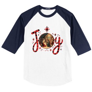 Christian Christmas Joy Jesus Nativity Scene Faith Family Baseball Sleeve Shirt