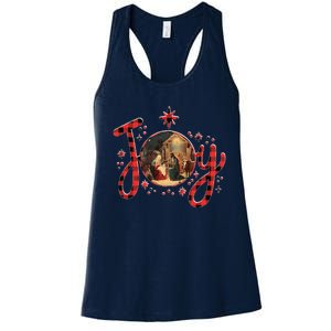 Christian Christmas Joy Jesus Nativity Scene Faith Family Women's Racerback Tank