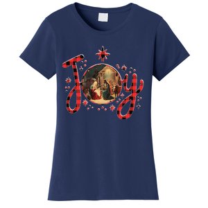 Christian Christmas Joy Jesus Nativity Scene Faith Family Women's T-Shirt