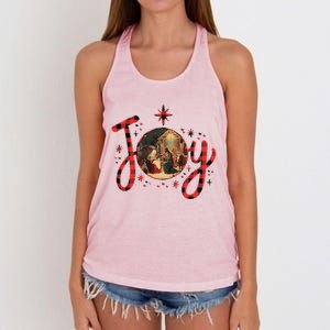 Christian Christmas Joy Jesus Nativity Scene Faith Family Women's Knotted Racerback Tank