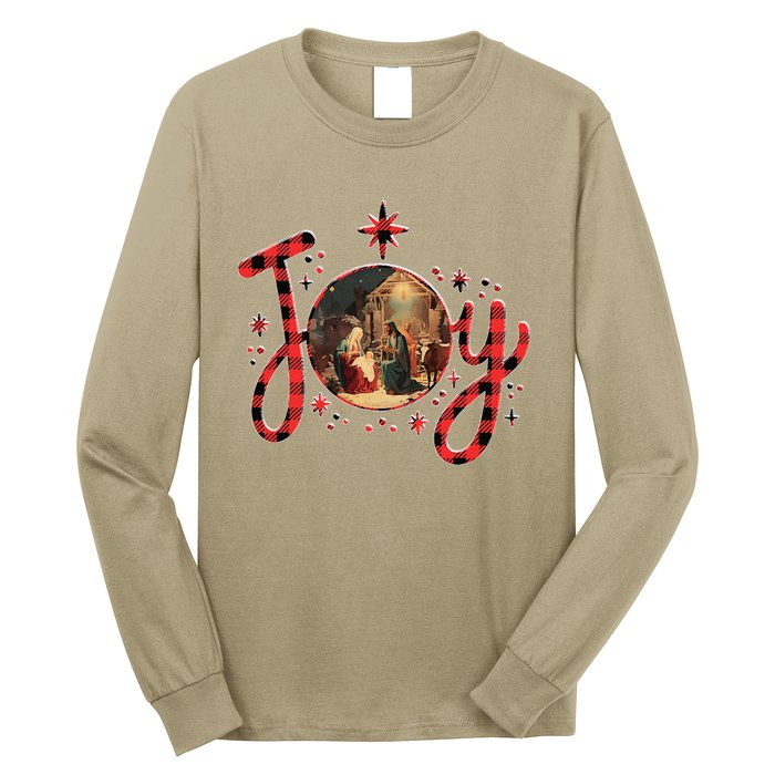 Christian Christmas Joy Jesus Nativity Scene Faith Family Long Sleeve Shirt