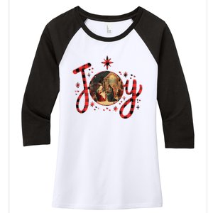 Christian Christmas Joy Jesus Nativity Scene Faith Family Women's Tri-Blend 3/4-Sleeve Raglan Shirt