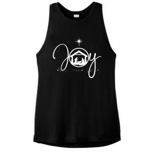 Christian Christmas Joy Jesus Nativity Scene Faith Ladies PosiCharge Tri-Blend Wicking Tank