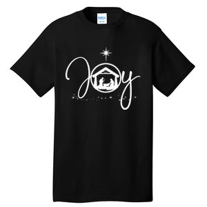 Christian Christmas Joy Jesus Nativity Scene Faith Tall T-Shirt