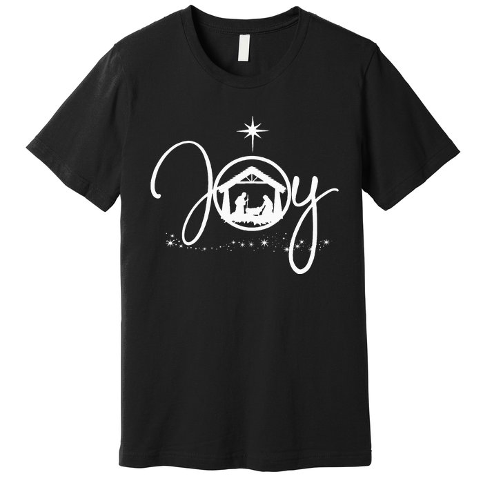 Christian Christmas Joy Jesus Nativity Scene Faith Premium T-Shirt