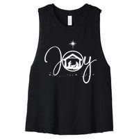 Christian Christmas Joy Jesus Nativity Scene Faith Women's Racerback Cropped Tank