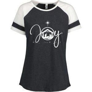 Christian Christmas Joy Jesus Nativity Scene Faith Enza Ladies Jersey Colorblock Tee