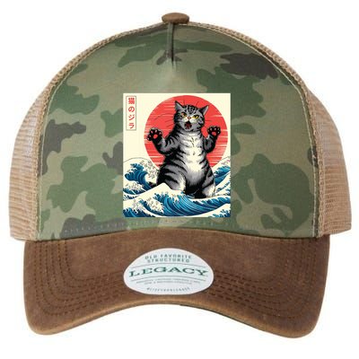 Catzilla Cat Japanese Art Funny Cat Gifts Legacy Tie Dye Trucker Hat