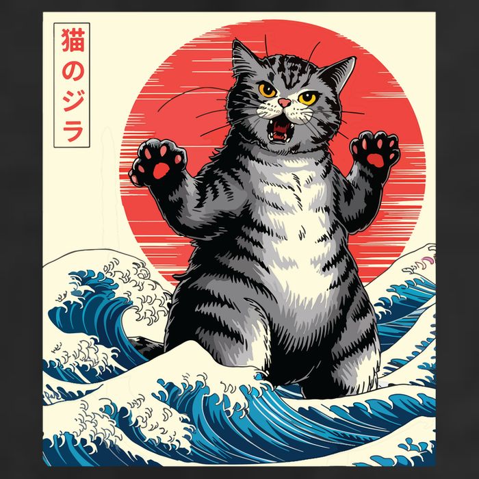Catzilla Cat Japanese Art Funny Cat Gifts Cool Comfort Performance Bucket Hat