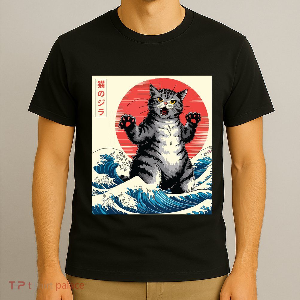 Catzilla Cat Japanese Art Funny Cat Gifts T-Shirt
