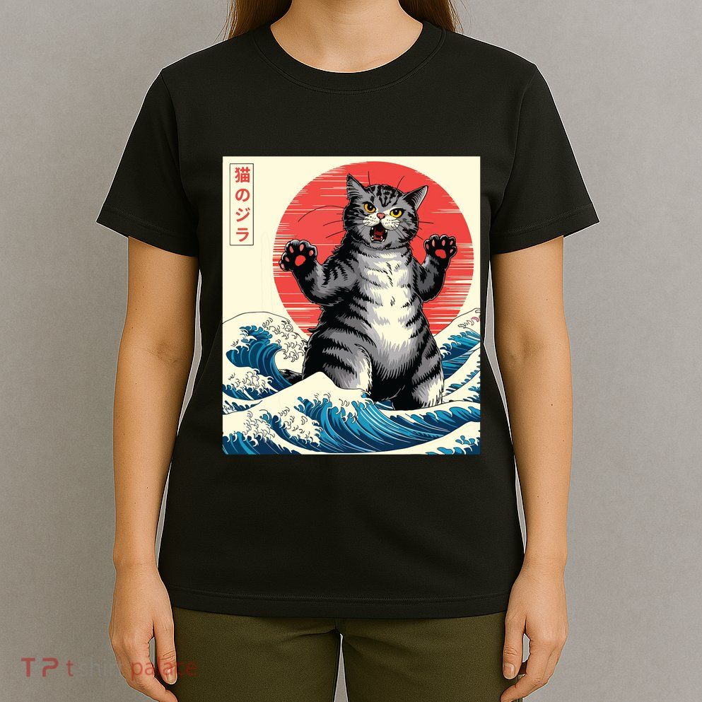 Catzilla Cat Japanese Art Funny Cat Gifts T-Shirt