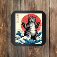 Catzilla Cat Japanese Art Funny Cat Gifts Coaster