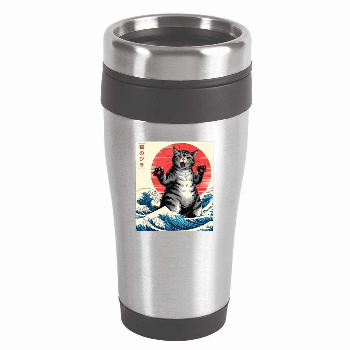Catzilla Cat Japanese Art Funny Cat Gifts 16oz Travel Tumbler