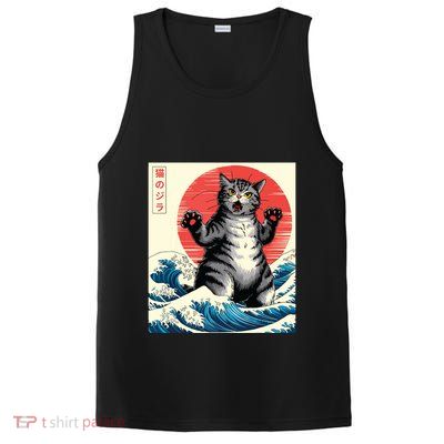 Catzilla Cat Japanese Art Funny Cat Gifts PosiCharge Competitor Tank