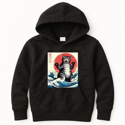 Catzilla Cat Japanese Art Funny Cat Gifts Kids Hoodie