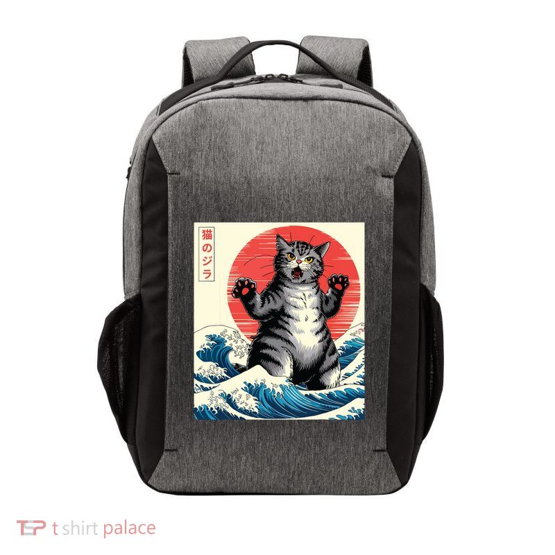 Catzilla Cat Japanese Art Funny Cat Gifts Vector Backpack