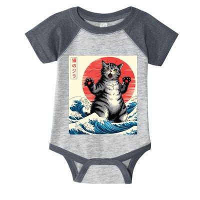 Catzilla Cat Japanese Art Funny Cat Gifts Infant Baby Jersey Bodysuit