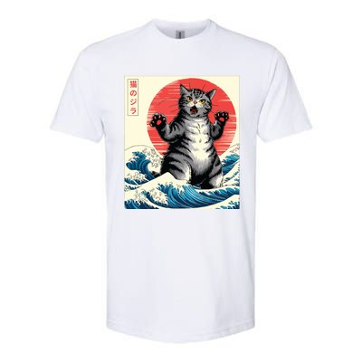 Catzilla Cat Japanese Art Funny Cat Gifts Softstyle CVC T-Shirt