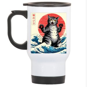 Catzilla Cat Japanese Art Funny Cat Gifts Stainless Steel Travel Mug