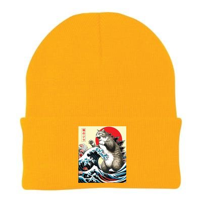 Catzilla Cat Japanese Art Funny Cat Gifts Knit Cap Winter Beanie