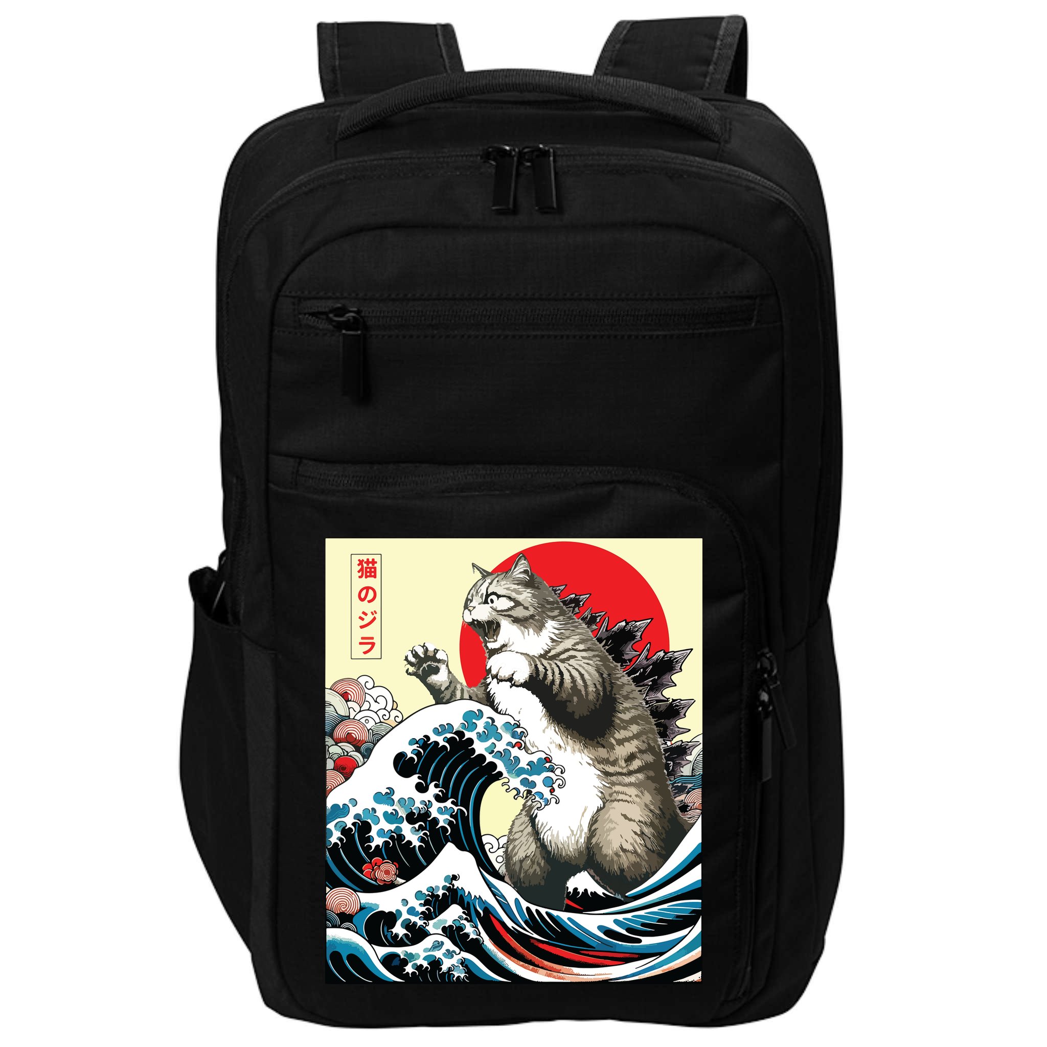 Catzilla Cat Japanese Art Funny Cat Gifts Impact Tech Backpack