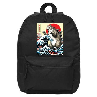 Catzilla Cat Japanese Art Funny Cat Gifts 16 in Basic Backpack