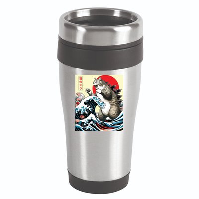 Catzilla Cat Japanese Art Funny Cat Gifts 16oz Travel Tumbler