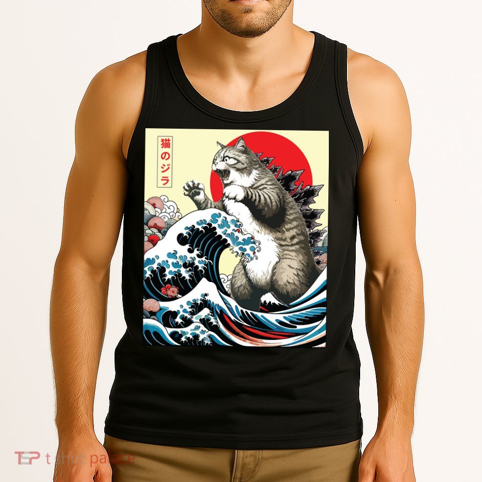 Catzilla Cat Japanese Art Funny Cat Gifts Tank Top