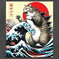 Catzilla Cat Japanese Art Funny Cat Gifts Vector Backpack