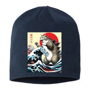 Catzilla Cat Japanese Art Funny Cat Gifts Sustainable Beanie