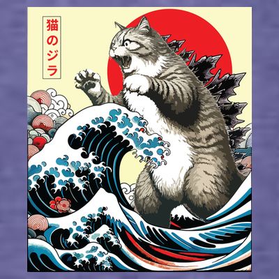Catzilla Cat Japanese Art Funny Cat Gifts T-Shirt