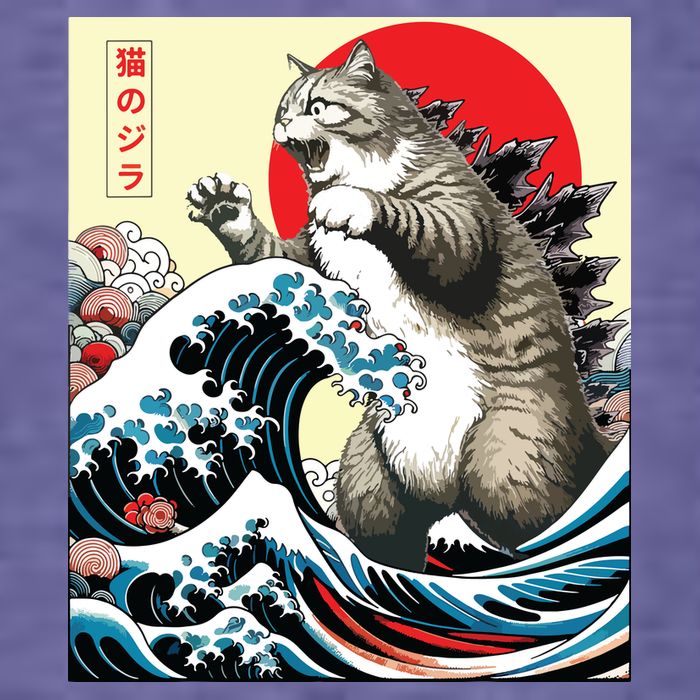 Catzilla Cat Japanese Art Funny Cat Gifts T-Shirt