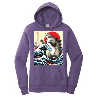 Catzilla Cat Japanese Art Funny Cat Gifts Women's Pullover Hoodie