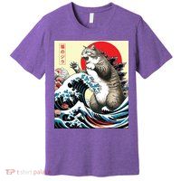 Catzilla Cat Japanese Art Funny Cat Gifts Premium T-Shirt