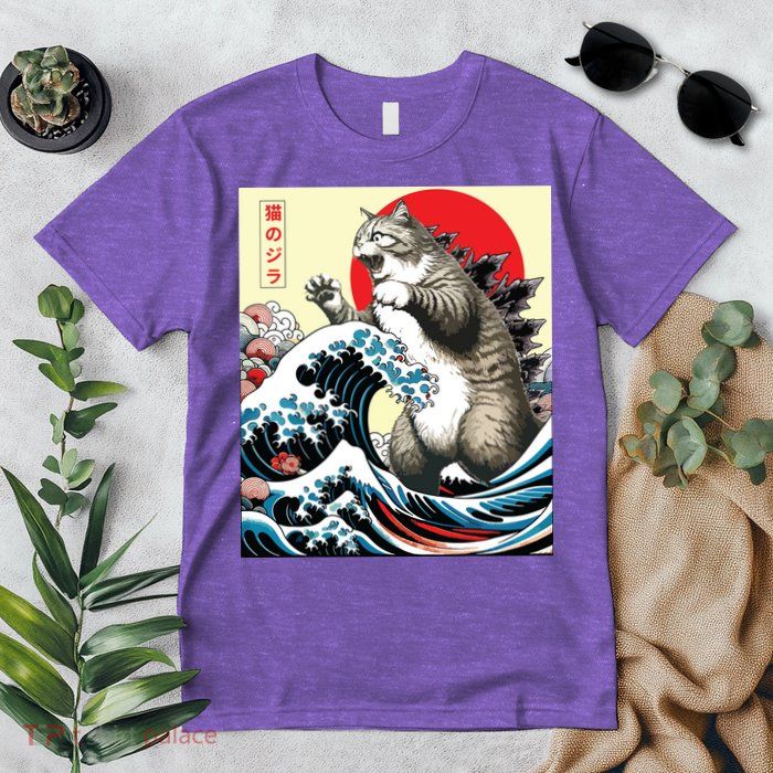 Catzilla Cat Japanese Art Funny Cat Gifts Premium T-Shirt