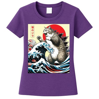 Catzilla Cat Japanese Art Funny Cat Gifts Womens T-Shirt