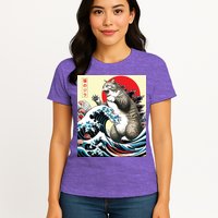 Catzilla Cat Japanese Art Funny Cat Gifts Womens T-Shirt