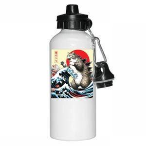 Catzilla Cat Japanese Art Funny Cat Gifts Aluminum Water Bottle