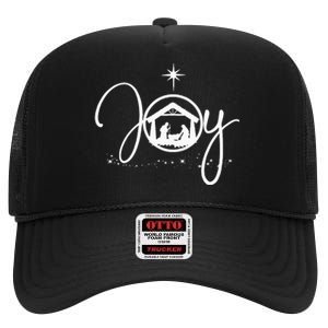 Christian Christmas Joy Jesus Nativity Scene Faith Gift High Crown Mesh Back Trucker Hat