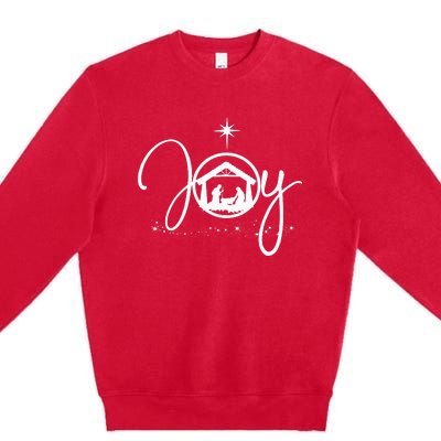 Christian Christmas Joy Jesus Nativity Scene Faith Gift Premium Crewneck Sweatshirt